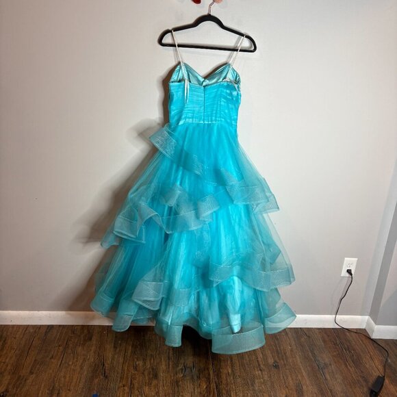 Mac Duggal Y2K Aqua formal ball gown 61405H - Picture 5 of 6